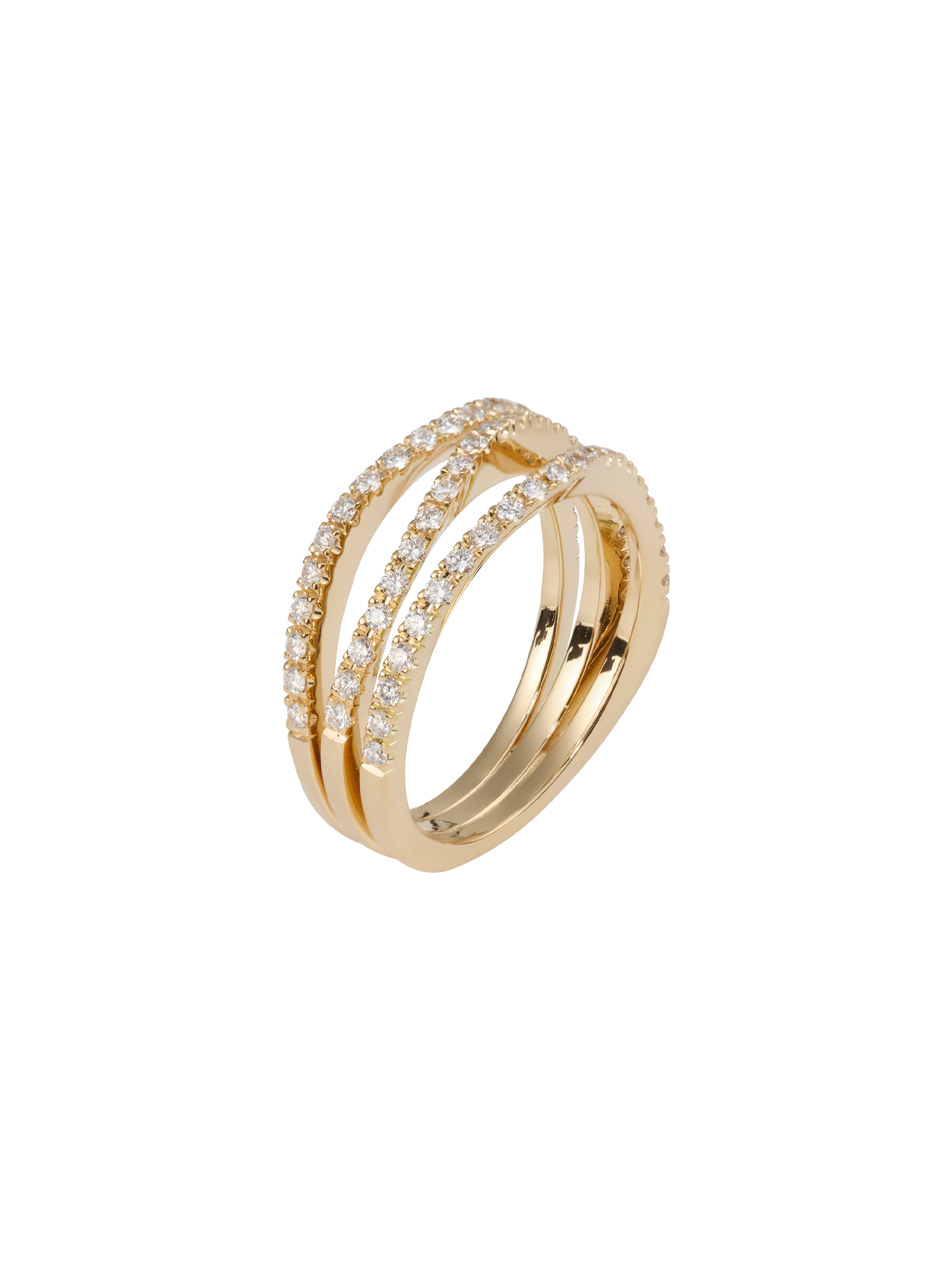 Waves ring in 18k yellow gold with 0,63ct diamond